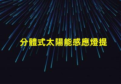 分體式太陽能感應燈提升庭院安全與便利的智能選擇