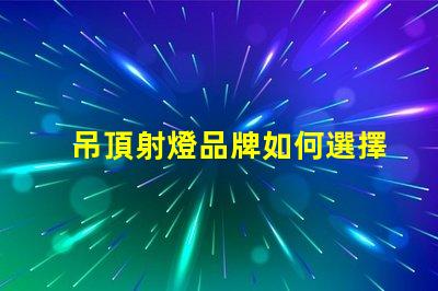 吊頂射燈品牌如何選擇最具性價比的頂尖品牌