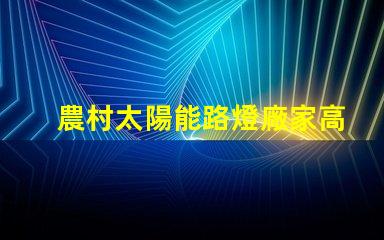 農村太陽能路燈廠家高效光源與節能解決方案
